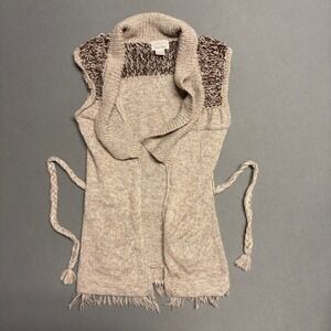 M. Patmos Women's Tan Baby Alpaca Hand Knit Sweater Vest‎ Bolivia Needs TLC